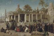 Wilhelm Gentz Crowds Gathering before the Tombs of the Caliphs oil painting
